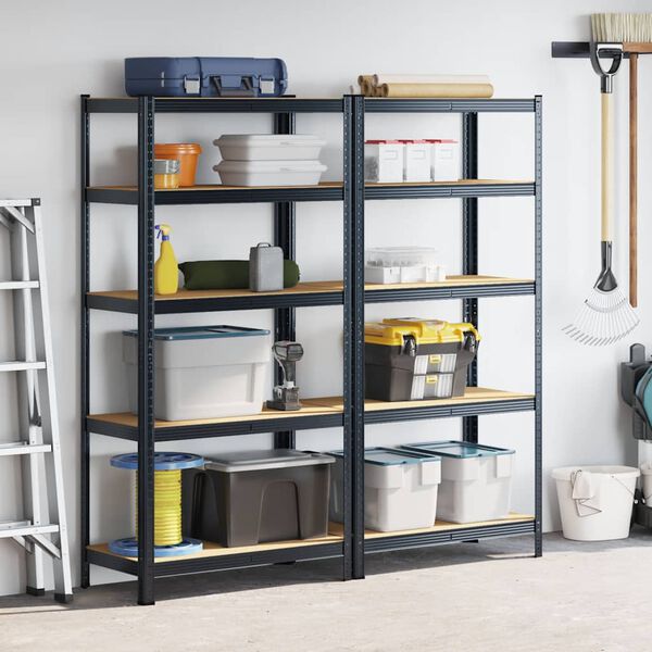 vidaXL 5-Layer Heavy-duty Shelves 2 pcs Anthracite Steel&Engineered Wood