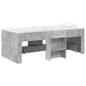 vidaXL Kids'High Bed Frame Concrete Grey 90 x 200 cm Engineered Wood