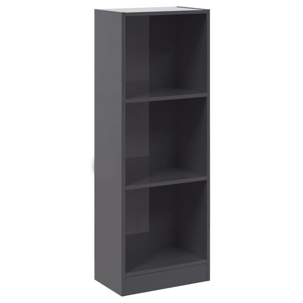 vidaXL 3-Tier Book Cabinet High Gloss Grey 40x24x109 cm Engineered Wood