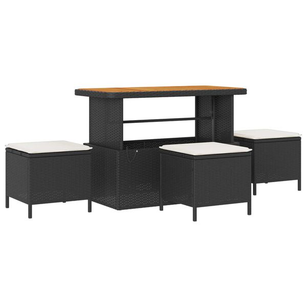 vidaXL Garden Dining Set Black Poly rattan