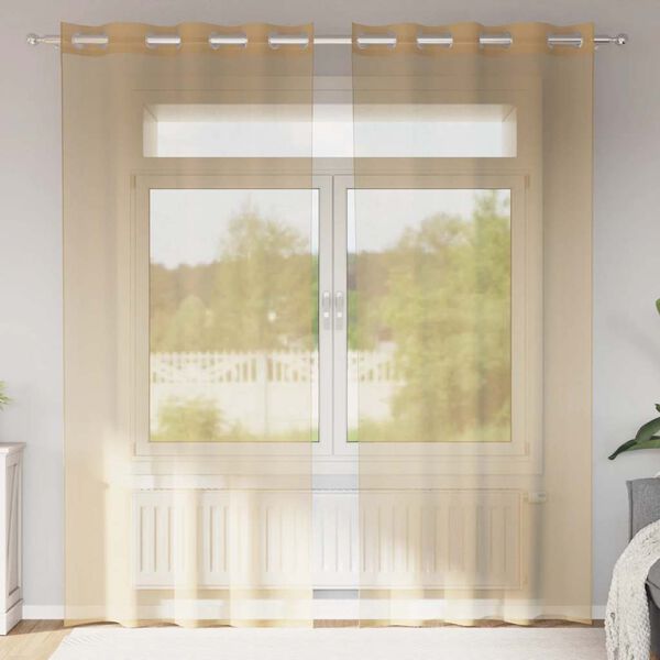vidaXL Voile Curtains with Grommets 2 pcs Sand
