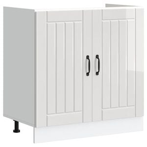 vidaXL Sink Base Cabinet "Lucca" High Gloss White Engineered Wood