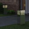 vidaXL Solar LED Pathway Light Herringbone 2 pcs Galvanized Galvanized