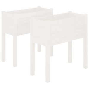 vidaXL Garden Planters 2 pcs White 70x31x70 cm Solid Wood Pine