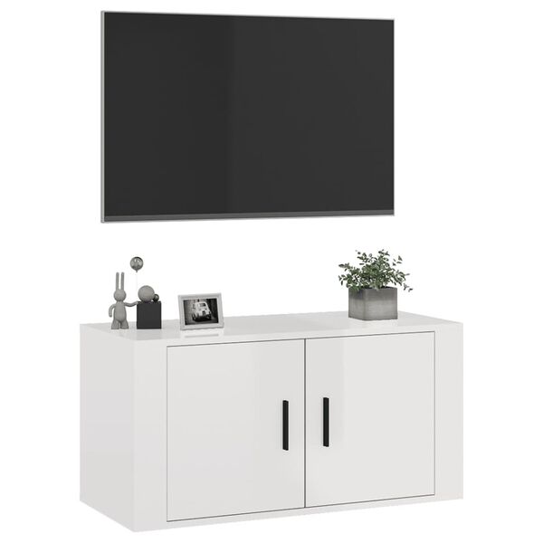 vidaXL Wall Mounted TV Cabinet High Gloss White 80x34.5x40 cm