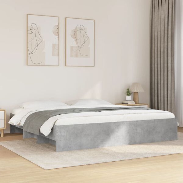 vidaXL Bed Frame without Mattress Concrete Grey 200x200cm Engineered Wood