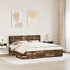 vidaXL Bed Frame with Drawer Smoked Oak 200 x 200 cm Engineer Wood