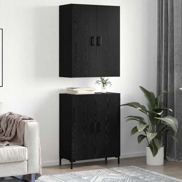 vidaXL Highboard Black oak 69.5 x 34 x 180 cm Engineered Wood