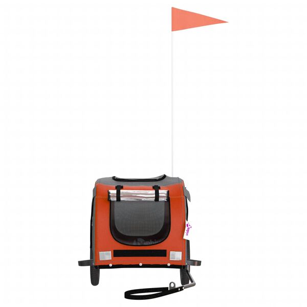 vidaXL Pet Bike Trailer Orange and Grey Oxford Fabric and Iron