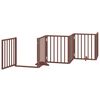 vidaXL Dog Gate with Door Foldable 9 Panels Brown 450 cm Poplar Wood