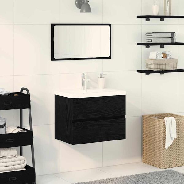 vidaXL Bathroom Sink Cabinet Black Oak 60 x 39 x 62 cm Engineered Wood