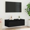 vidaXL TV Cabinet with LED Lights Black Oak 75x35.5x25 cm