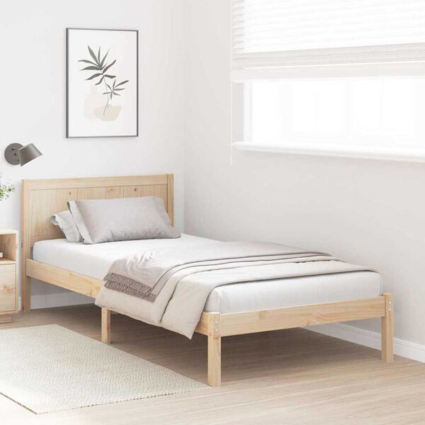 vidaXL Bed Frame Brown 75 x 190 cm Solid Pine wood