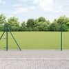 vidaXL Fence with Post Green 1 x 25 m Steel and PVC