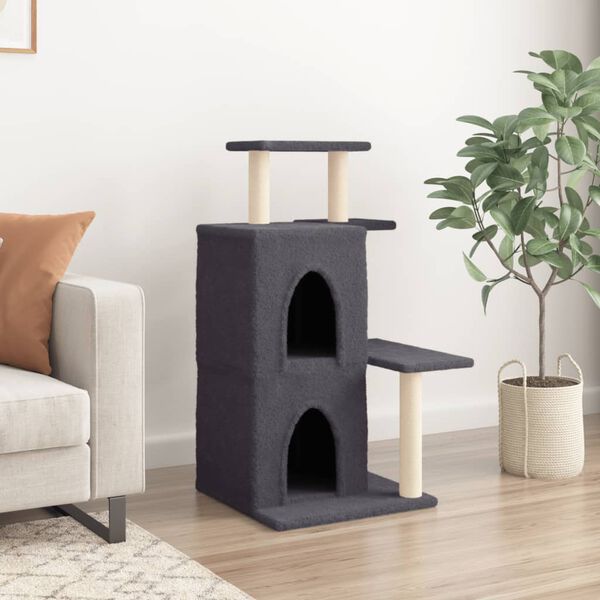 vidaXL Cat Tree with Sisal Scratching Posts Dark Grey 97 cm