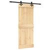 vidaXL Sliding Door Natural and Black 80 x 210 cm Solid Pine Wood