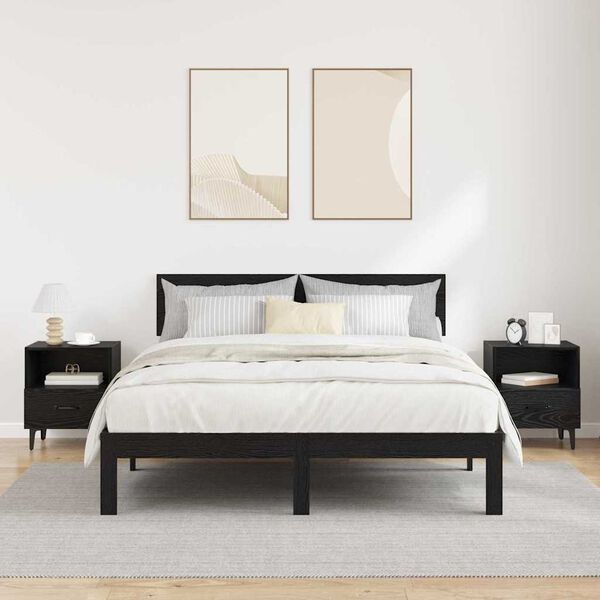 vidaXL Bedside Cabinet with Drawer 2 pcs Black oak 40 x 35 x 47.5 cm