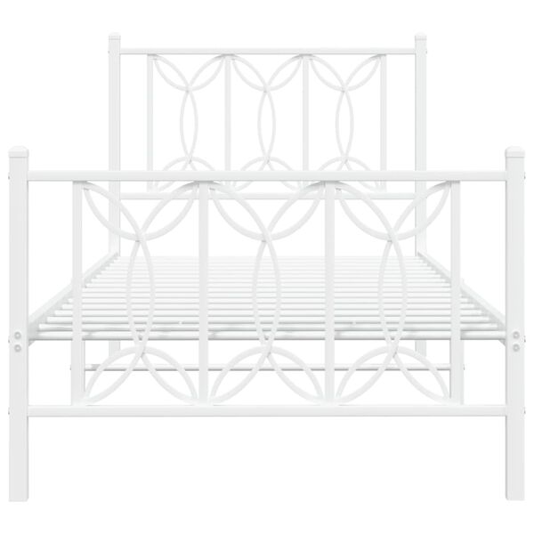 vidaXL Metal Bed Frame without Mattress with Footboard White 75x190cm