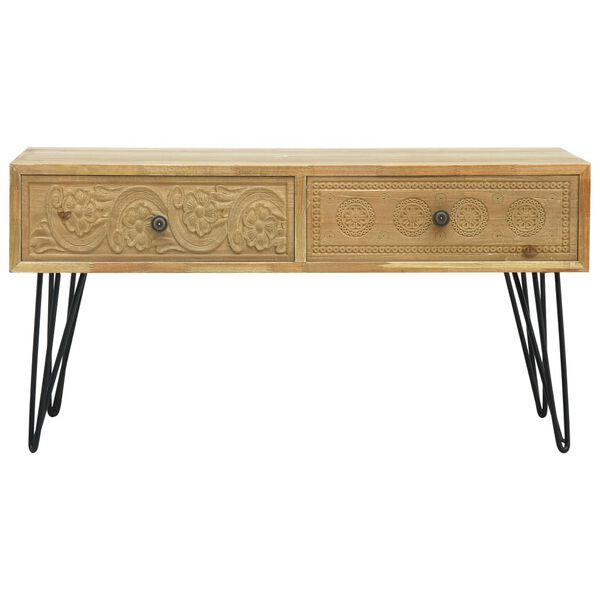 vidaXL Coffee Table with 2 Drawers Carving Brown 80x40x40.5 cm Wood