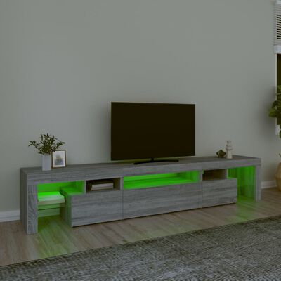 vidaXL TV Cabinet with LED Lights Grey Sonoma 215x36.5x40 cm