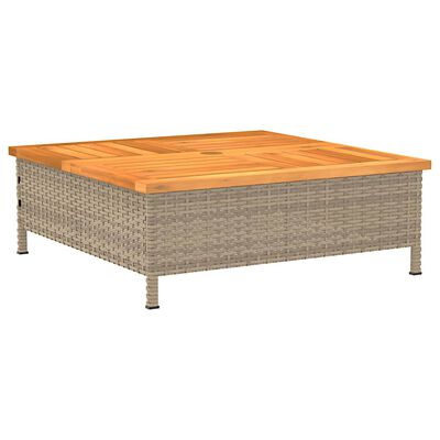 vidaXL Garden Table Beige 70x70x25 cm Rattan and Acacia Wood