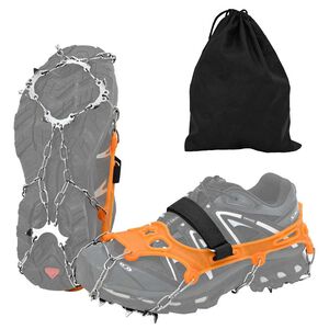 vidaXL Ice Cleats for Shoes with 10 Spikes Orange S Stainless Steel