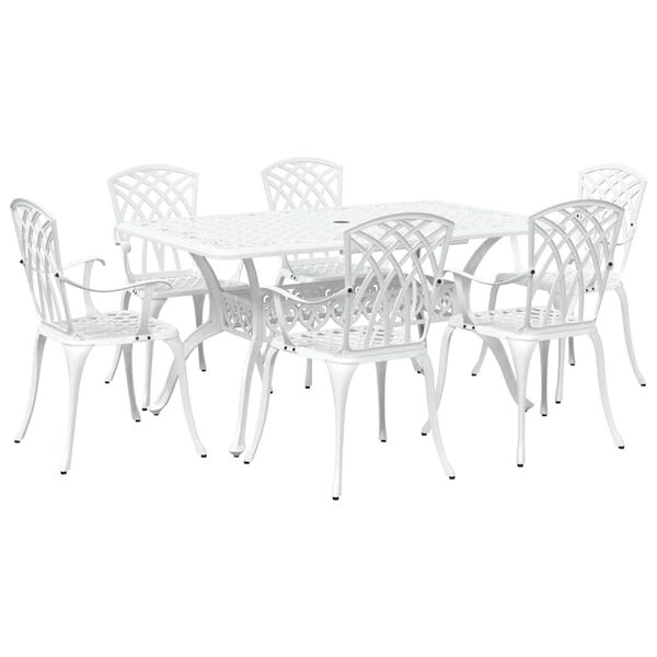 vidaXL Garden Dining Set 7 pcs White Aluminium