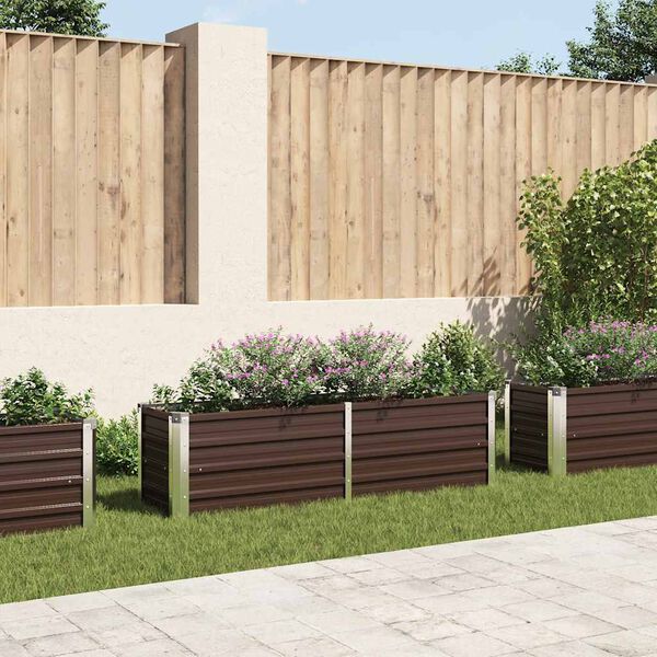 vidaXL Garden Raised Bed Brown 160x40x45 cm Galvanised Steel