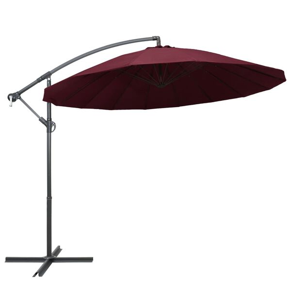 vidaXL Hanging Garden Parasol Burgundy 3 m Aluminium Pole