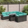 vidaXL 9 Piece Garden Sofa Set with Cushions Black Poly Rattan Acacia