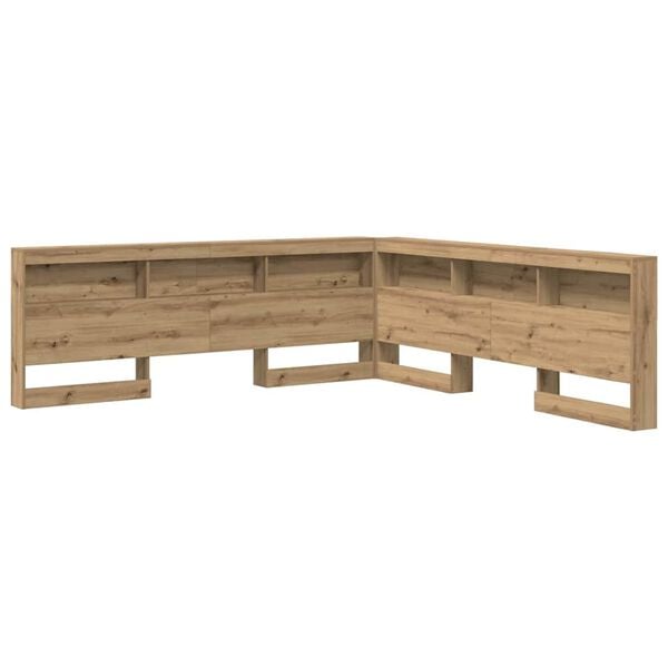 vidaXL Storage Headboard with Shelf Artisan Oak 200 cm Engineered Wood