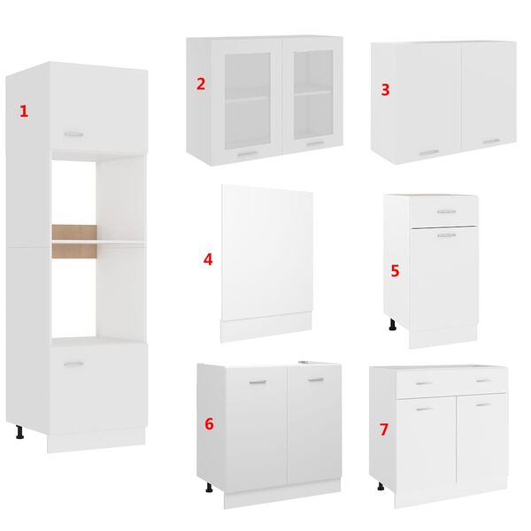vidaXL 7 Piece Kitchen Cabinet Set Lyon White Engineered Wood