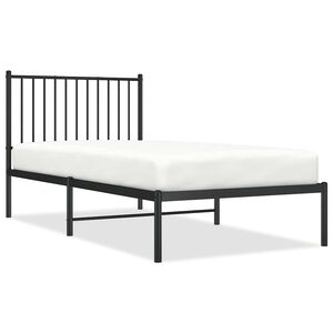 vidaXL Metal Bed Frame without Mattress with Headboard Black 90x190cm