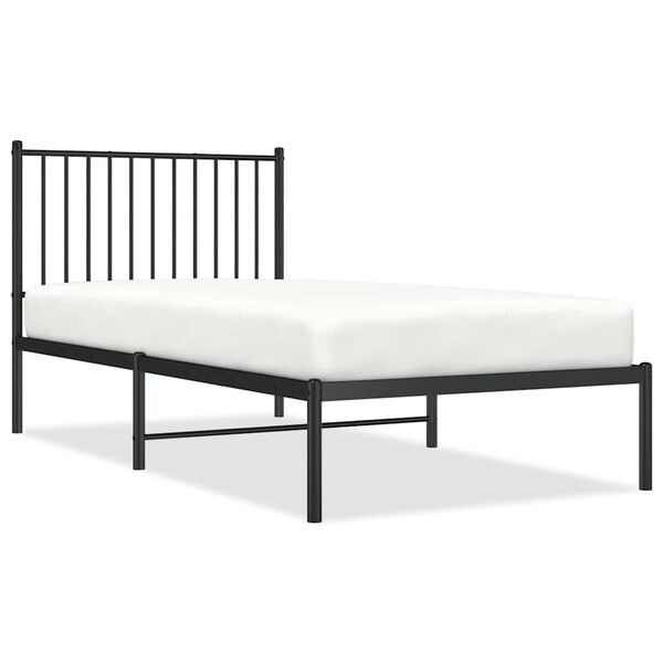 vidaXL Metal Bed Frame without Mattress with Headboard Black 90x190cm