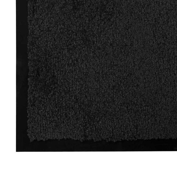 vidaXL Door Mat Black 60 x 40 x 1.2 cm Teddy Fabric