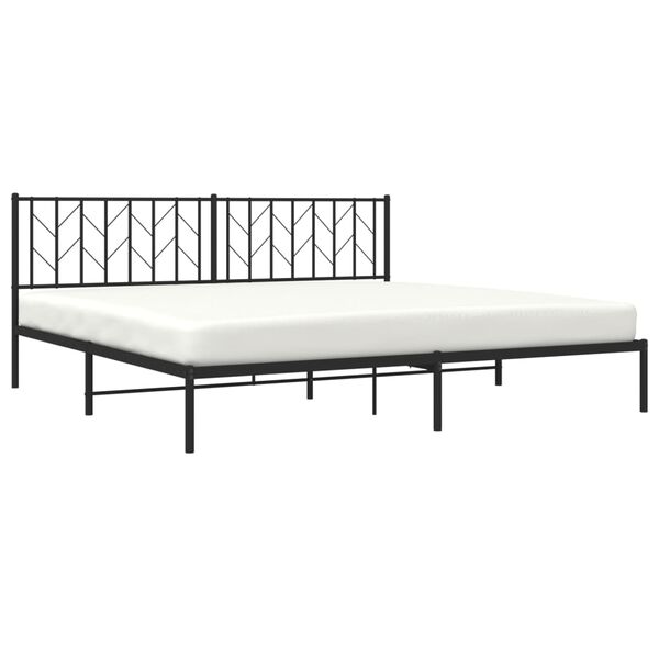 vidaXL Metal Bed Frame without Mattress with Headboard Black 200x200cm