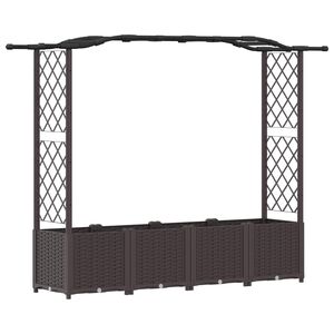 vidaXL Raised Bed with Trellis and Roof Brown 204 x 40 x 141 cm PP