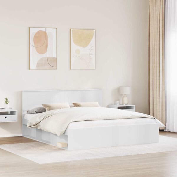 vidaXL Bed Frame with Headboard White 180 x 200 cm Engineered wood
