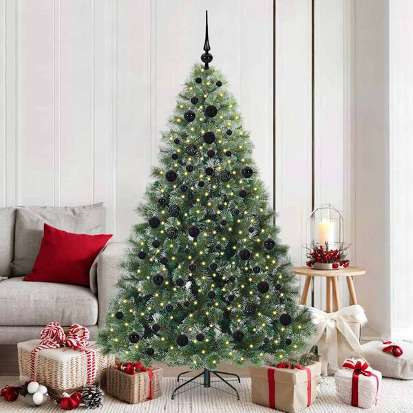 vidaXL Artificial Christmas Tree with 300 LEDs Green 180 cm PE and PVC
