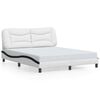 vidaXL Bed Frame with LED without Mattress "Hvar" White and Black 160x200 cm