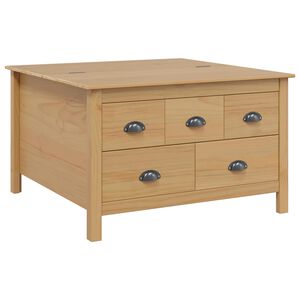 vidaXL Coffee Table with Drawer Hill Honey Brown 79.5 x 79.5 x 49 cm