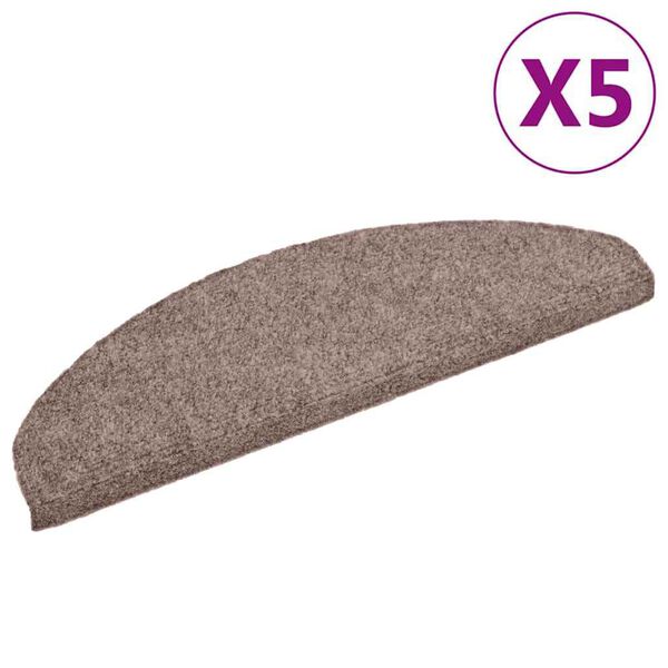 vidaXL Stair Mats Self-adhesive 5 pcs 65x21x4 cm Light Brown Half Round Large