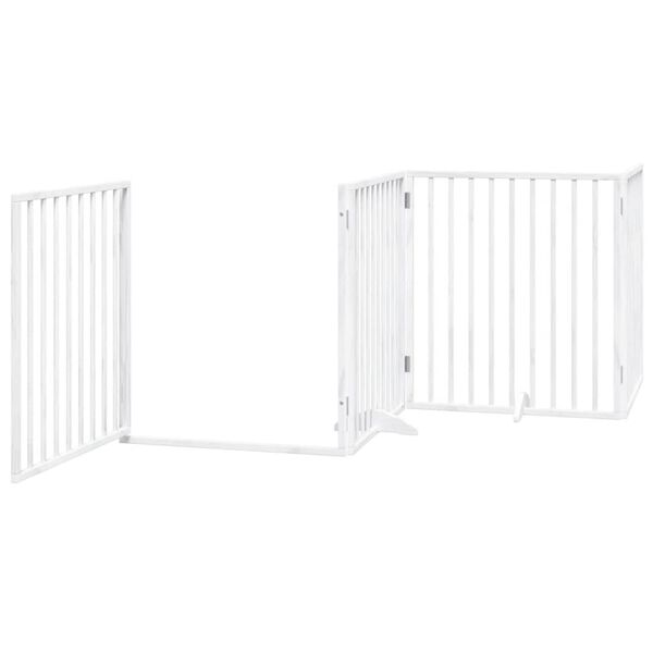 vidaXL Dog Gate with Door Foldable 12 Panels White 960 cm Poplar Wood
