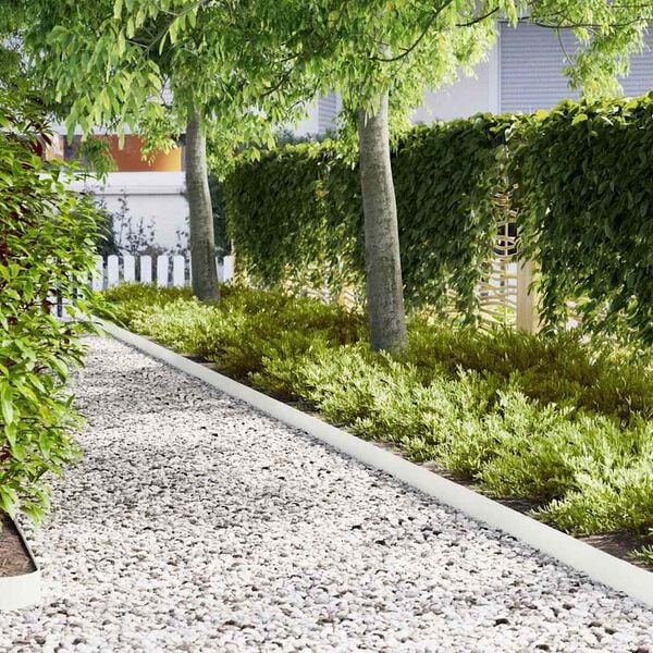 vidaXL Lawn Edging 20 pcs White 100 x 0.05 x 15 cm Cold Rolled Steel