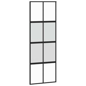 vidaXL Sliding Door Black 76x205 cm Tempered Glass and Aluminium