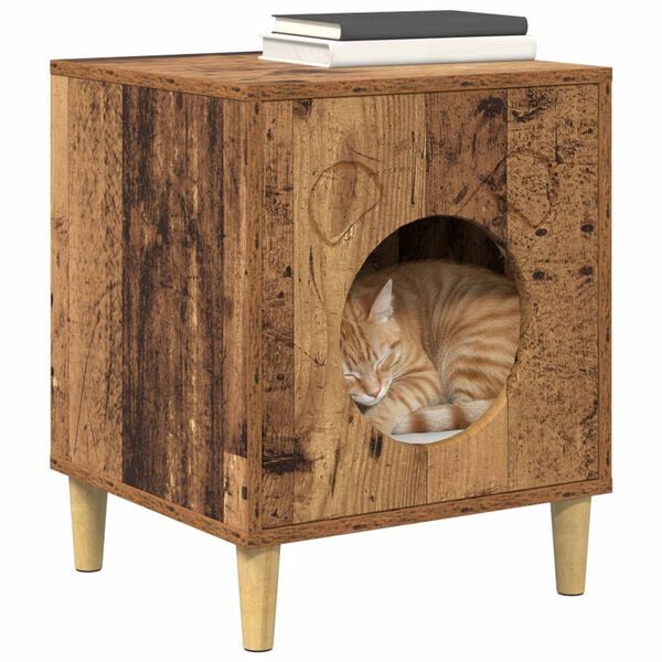 vidaXL Cat House Old Wood 42.5 x 40 x 53 cm Engineered Wood