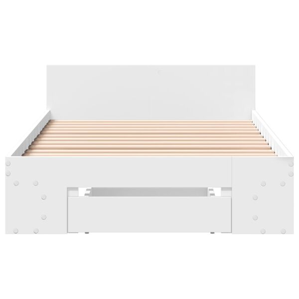 vidaXL Bed Frame with Drawer without Mattress White 90x190 cm Single