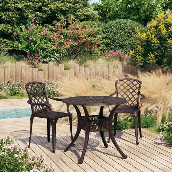 vidaXL 3 Piece Bistro Set Cast Aluminium Bronze
