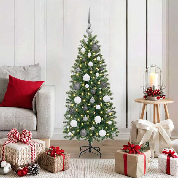 vidaXL Artificial Christmas Tree with 150 LEDs Green 120 cm PE and PVC