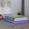 vidaXL LED Bed Frame without Mattress White Single Solid Wood